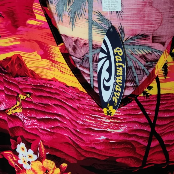 NEW Palmwave Hawaiian Tropical Sleeveless Dress Large Red Black Beach Vacation - Picture 5 of 7